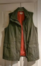 Jolt Green Zip Up & Button Vest Jacket W/pockets. Orange Lined Women's Medium