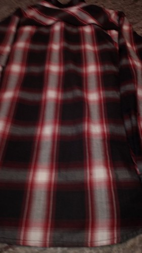HELIX!! Mens Athletic Red,Black Plaid Button Down Roll Tab Sleeve/ Size LARGE - Picture 15 of 20