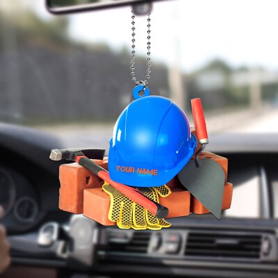 Personalized Safety Helmet Ornament, Construction Worker Christmas Ornament