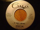 CUCA 45 RECORD/ BOBBY LEE/ CONNIE/ IT TAKES BREAKS/ J-1065 VG CONDITION — photo 1