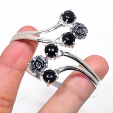 Black Onyx  Gemstone Handmade 925 Sterling silver Adjustable Cuff Bracelet