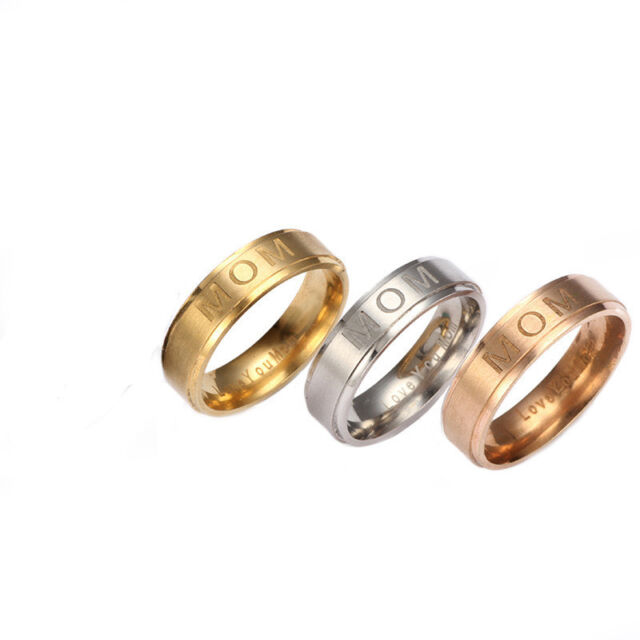 Titanium Ring Rose Gold Silver Carved Design Love you Mom Elgance Jewelry Titanium Ring Rose Gold Silver Carved Design Love you Mom Elgance Jewelry