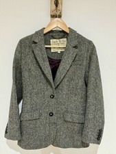 Jack Wills Harris Tweed Fitted Short Sports Hacking Blazer Jacket Uk Size 8 S Xs