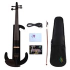 Black 4/4 Electric Silent Violin Natural Wood Free Case+Bow Nice Tone #EV9
