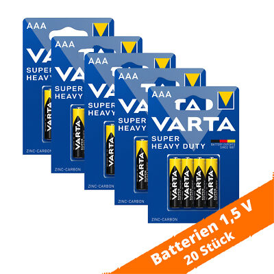 20 x Varta AAA R03 Batterien 2003 Super Heavy Duty Superlife Micro Zink Kohle 