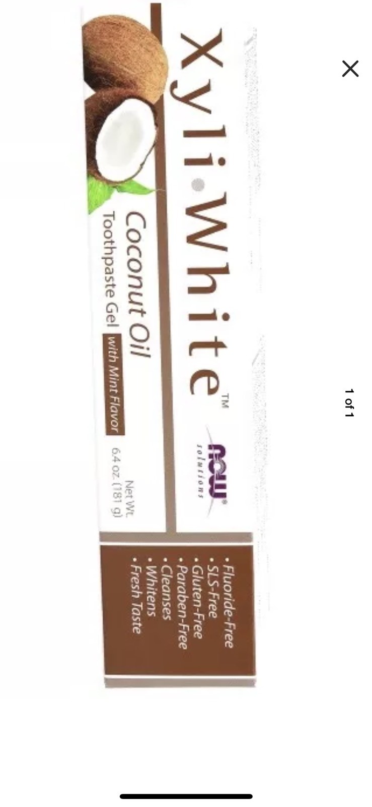 Now Foods XyliWhite Coconut Oil Toothpaste Gel Mint 6.4 oz NO FLUORIDE