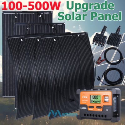 500W Watts Solar Panel Kit 100A 12V Battery Charger with Controller Caravan Boat