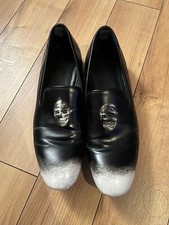 Alexander McQueen Black Fade Colour Skull Slip In Dress Shoes - US9/UK8/EU42