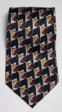 Mulberry Tie Geometric Square Print Purple Black Gold Silk Short Wide Necktie