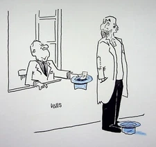 Humor - Press Guy VALLS: Different hat, Original signed drawing