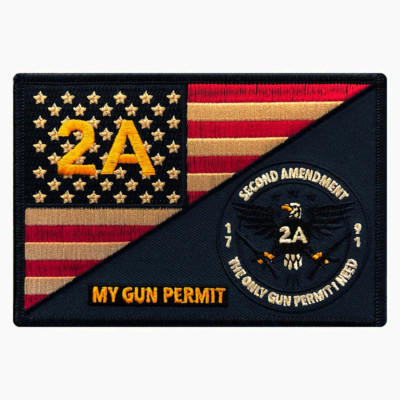 2A My Gun Permit 2nd Amendment 1791 USA Constitution Patch [5.0 inch-GP7]