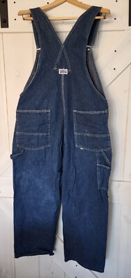 Big Smith Overalls Mens 40x25 Farmer Dark Blue Denim Carpenter