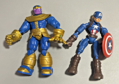 2x Marvel Avengers Bend & Flex Action Figure Thanos Captain America 6 inch