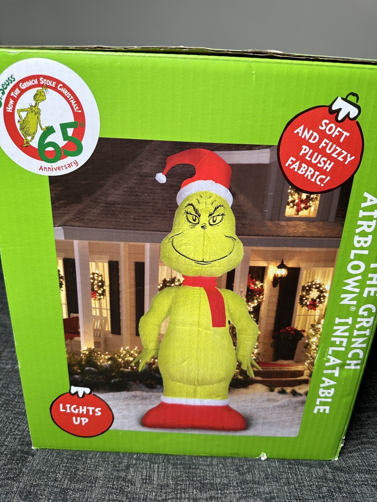 The Grinch 10ft Giant Fuzzy Plush Inflatable Christmas Airblown Holiday