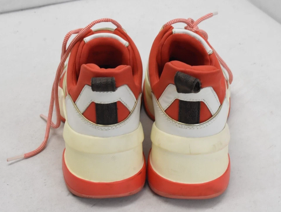 Michael Kors SG19B Olympia Orange Sneakers White Chunky Platform Size 7.5M - Imagem 4 de 4