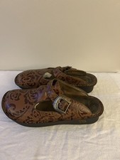 Alegria Black White Women's Size 40 US 9.5 Leather Mary Jane Shoes Clogs