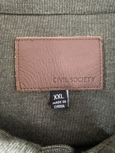 Civil Society XXL Olive Green Utility Shirt Overshirt XXL Snap Front Layering - Picture 7 of 8