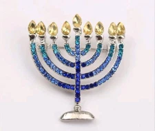 Menorah Pin Brooch Hanukkah Fashion jewelry NEW Free Ship 2 Inch
