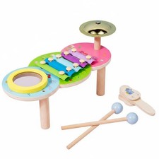 Rhythm Music Toy Educational Kids Percussion Set Natural Wood for Preschoolers