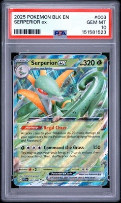 2025 Pokemon BLK EN Black Bolt 003/86 Serperior EX Holo Rare PSA 10 GEM MINT