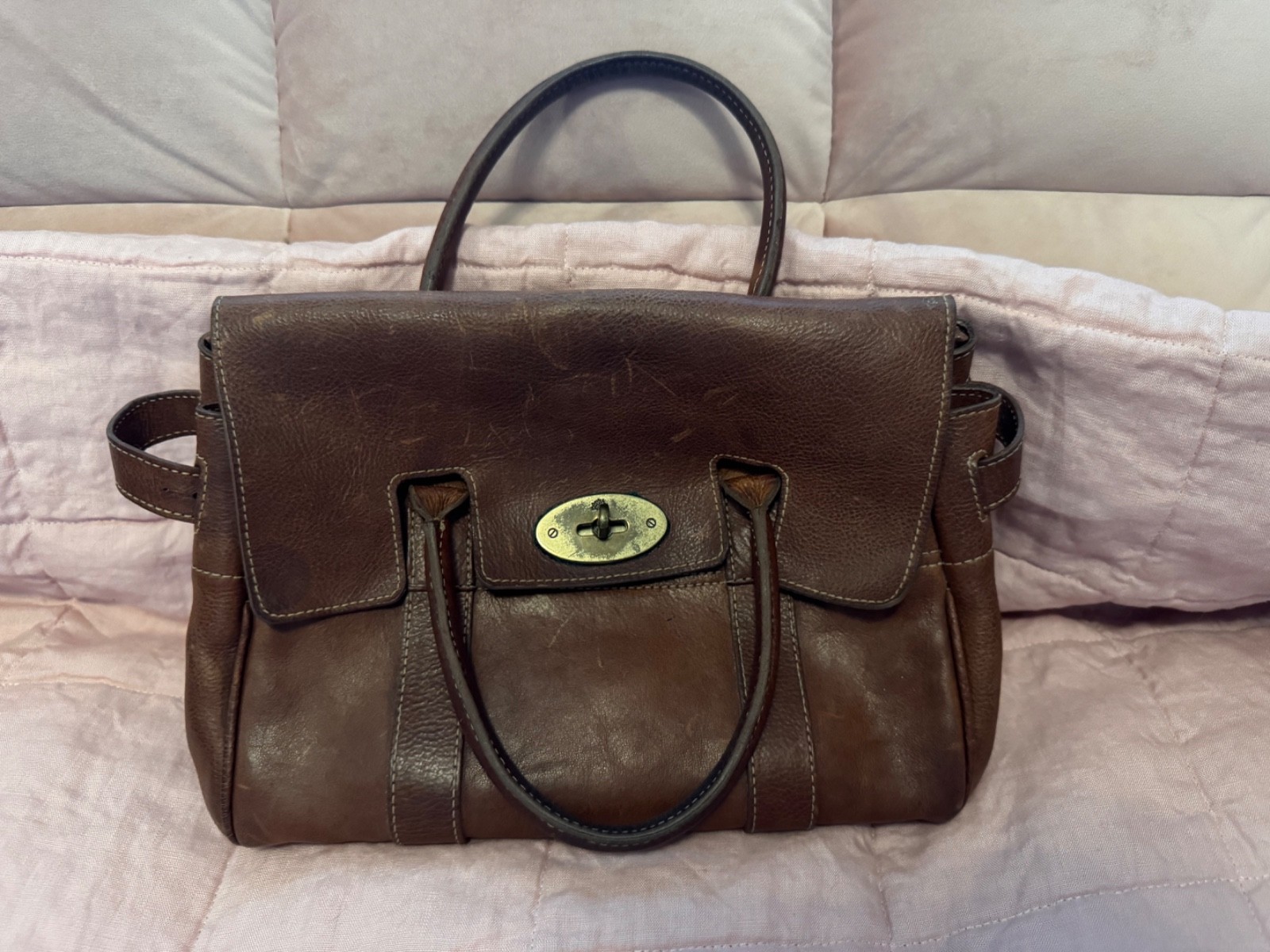 *Genuine* Mulberry Brown Small Leather Bayswater Bag Gold Tone Hardware