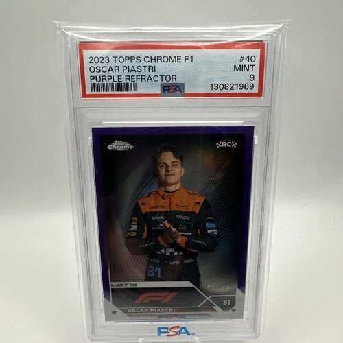 2023 Topps Chrome F1 Drivers Oscar Piastri #40 Purple Refractor /399 (RC) PSA 9