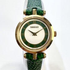GUCCI 2000L SHERRY LINE WOMENS QUARTZ WATCH WHITE DIAL GREEN LEATHER BAND W/BOX