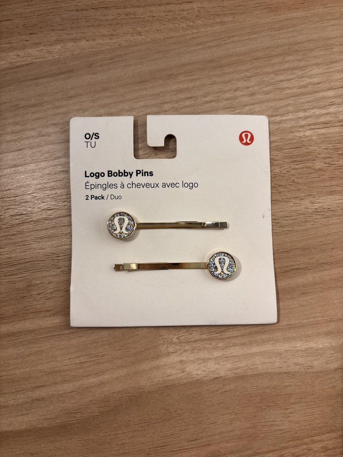 Lululemon Logo Bobby Pins 2 Pack Glitter Hair Pin New