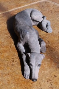 Vintage Signed SANDICAST Blue Greyhound Figurine