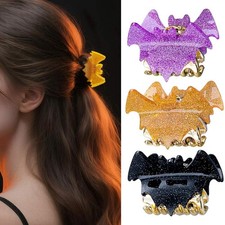 Halloween Bat Hair Claw Clips 3 PCS Small Glitter Wing Gothic Metal Women