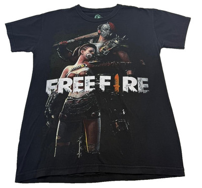 Schwarzes Free Fire Graphic Print T-Shirt Unisex - Größe S