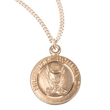 Gold Plated Sterling Silver First Holy Communion Medal Necklace, 18" Chain Boxed