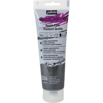 [089206] Pébéo Tube 120ml Peinture Acrylique Décocrème Mat NACRE NOIR - Photo 1/3