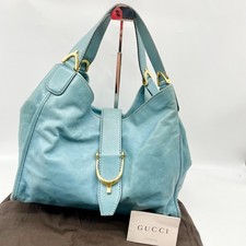 GUCCI Soft Stirrup Tote Shoulder Bag bag Light Blue Leather 296856 Y2K bag Auth