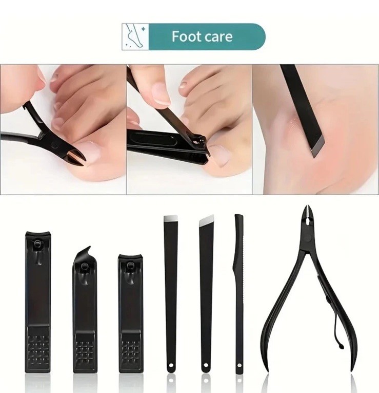 18PCS Pedicure / Manicure Set Nail Clippers Cleaner Cuticle Grooming Kit Case