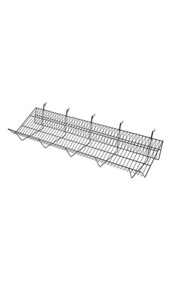 SSWBasics 48'' x 12'' x 6'' Black Downslope Grid Shelf for Slatwall & Wire Grid
