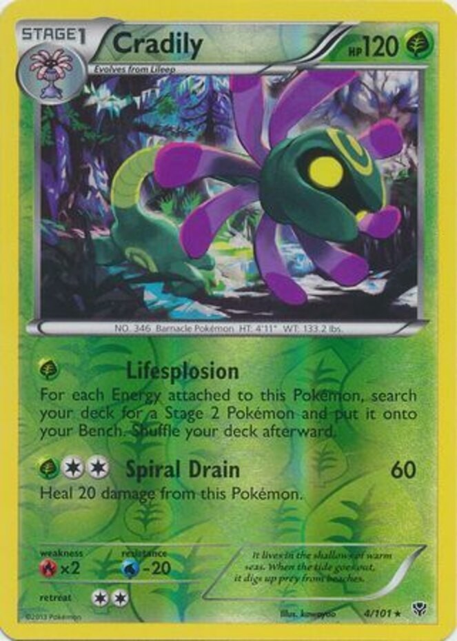 Cradily - 4/101 - Rare - Reverse Holo x1 - Lightly Played - BW Plasma Blast