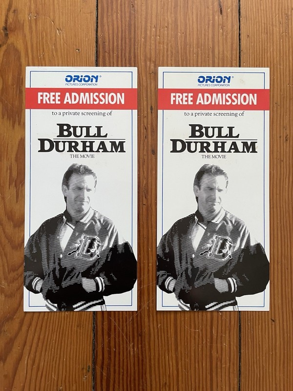 Pair of 1988 Bull Durham Premier Movie Passes Kevin Costner Minor Leagues