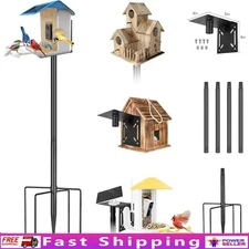 Heavy Duty Metal Bird Feeder Pole Adjustable Height Squirrel Proof Garden Mount