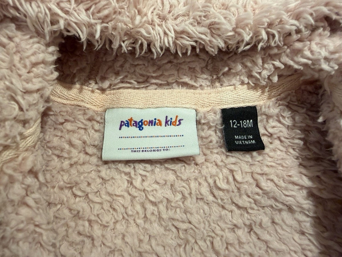 Patagonia Furry Friends Zip-Up Hoodie Sz 12-18 Months Pink Fuzzy Cute School View 3