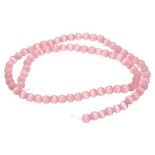76pcs Pink Cat's Eye Stone Beads 5mm Round Crystal Loose Bead