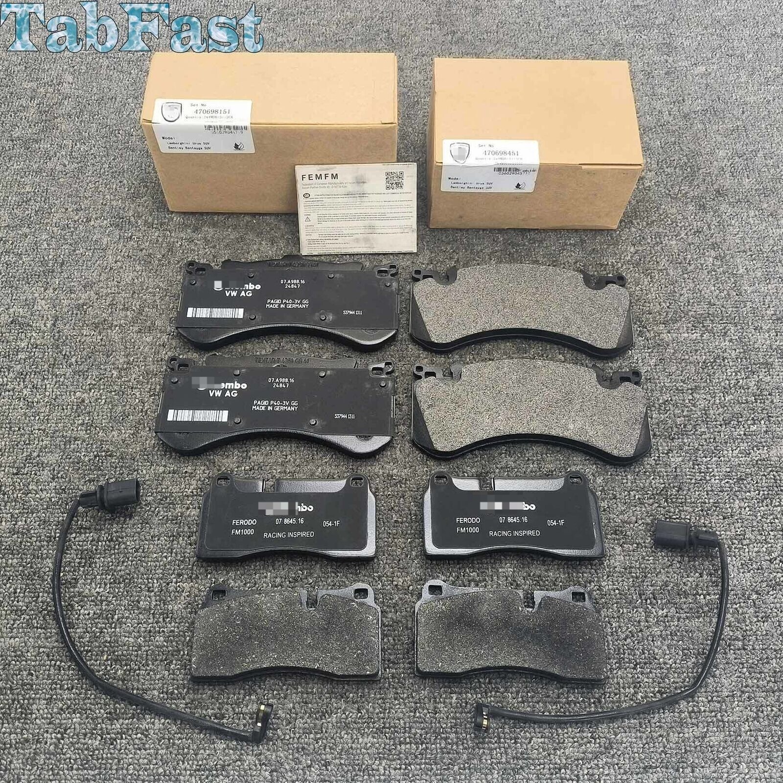 Lamborghini Aventador 2012-2021 FRONT Brake pad P/N 470698151