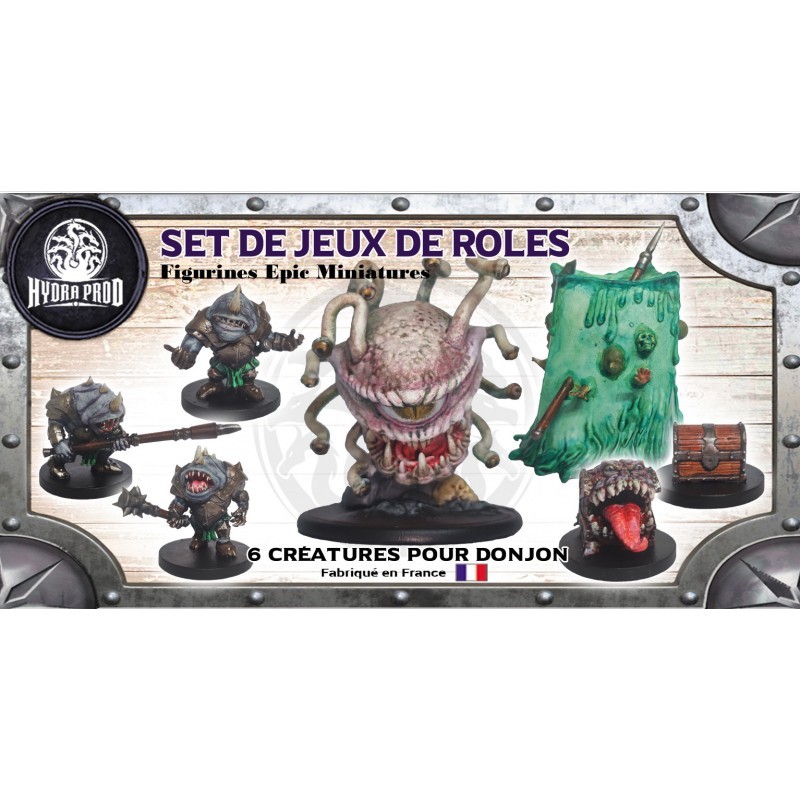 Figurines JdR à peindre : lot de 6 monstres en résine grise pour Donjons et Dragons