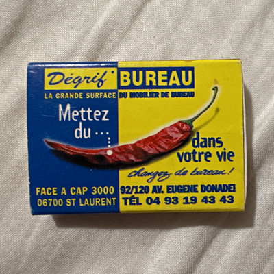 Lot of 2 French Advertising Matchboxes Degré Bureau Metz & La Maison du Caviar