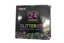 ZSCM Glitter Acrylic Paint Markers 24 Colors Set Multicolor 0.7mm Art Craft
