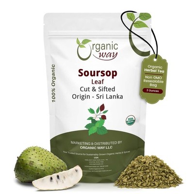 Organic Way Soursop Leaf Coarse Cut - Organic, Kosher & USDA Certified