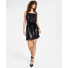 Bar III Womens Sequined Mini Cocktail and Party Dress Medium