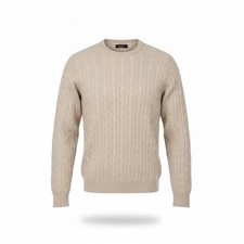 J.Crew Mens Beige 100 Cotton Cable Knit Sweater Classic Fit Warm Versatile Sz M