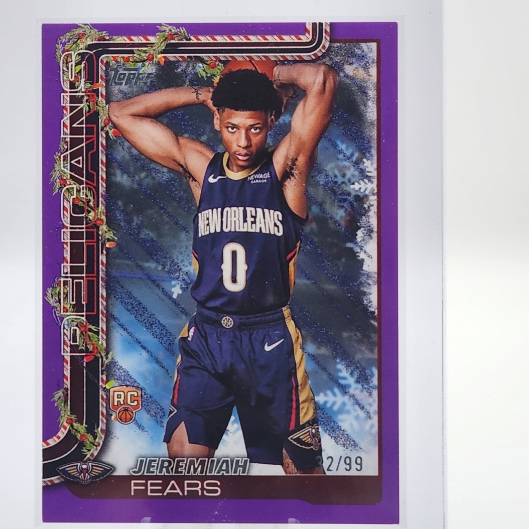 2025 Topps Holiday Basketball Purple Glitter Rookie Jeremiah Fears #H167 RC /99