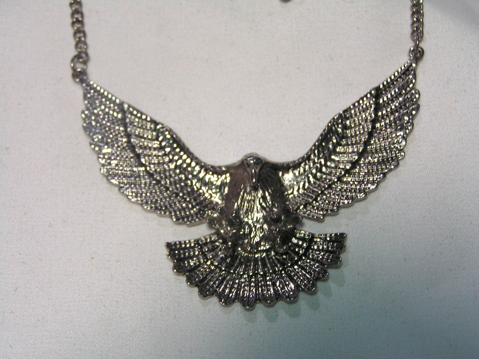 ...Silver Tone Attacking Eagle Pendant Necklace... - image 1